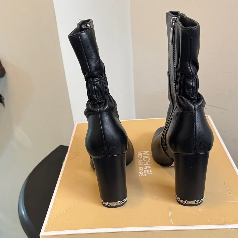 Michael Kors Elegant Black Leather Heeled Boots, in original box
